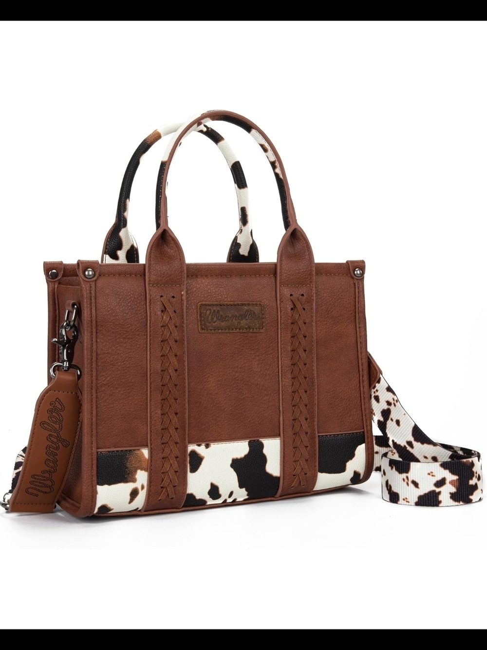 Wrangler Cow Print Crossbody Tote Bag
